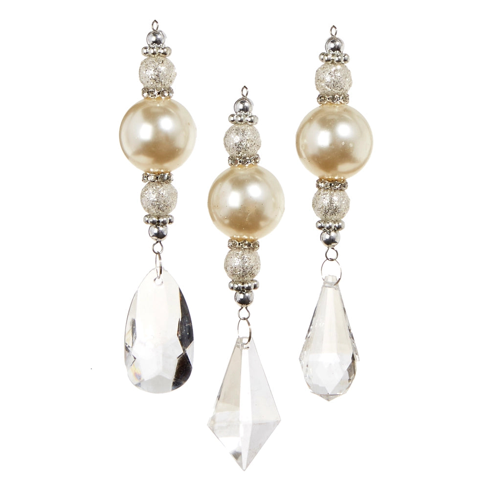 Crystal Pearl Drop Ornament 5.75"