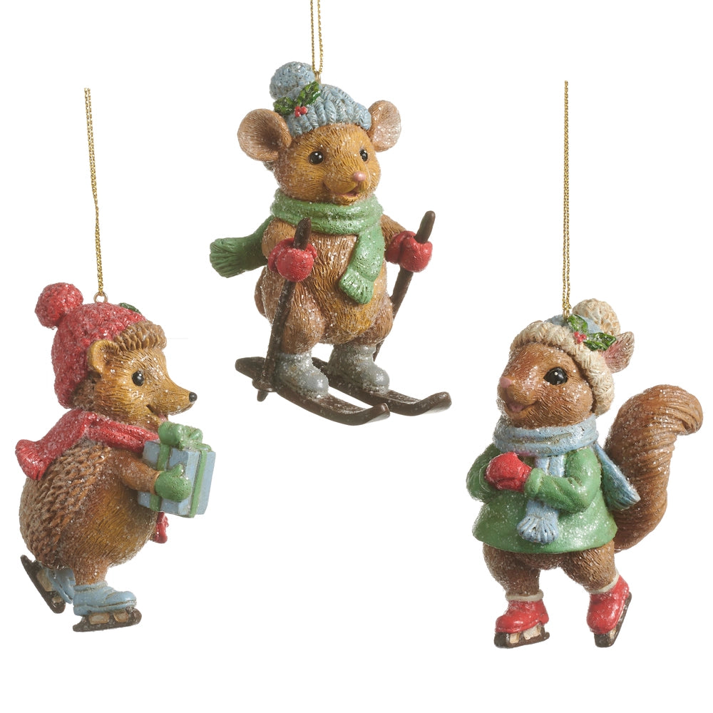 Skiing Critters Ornament 3.75"