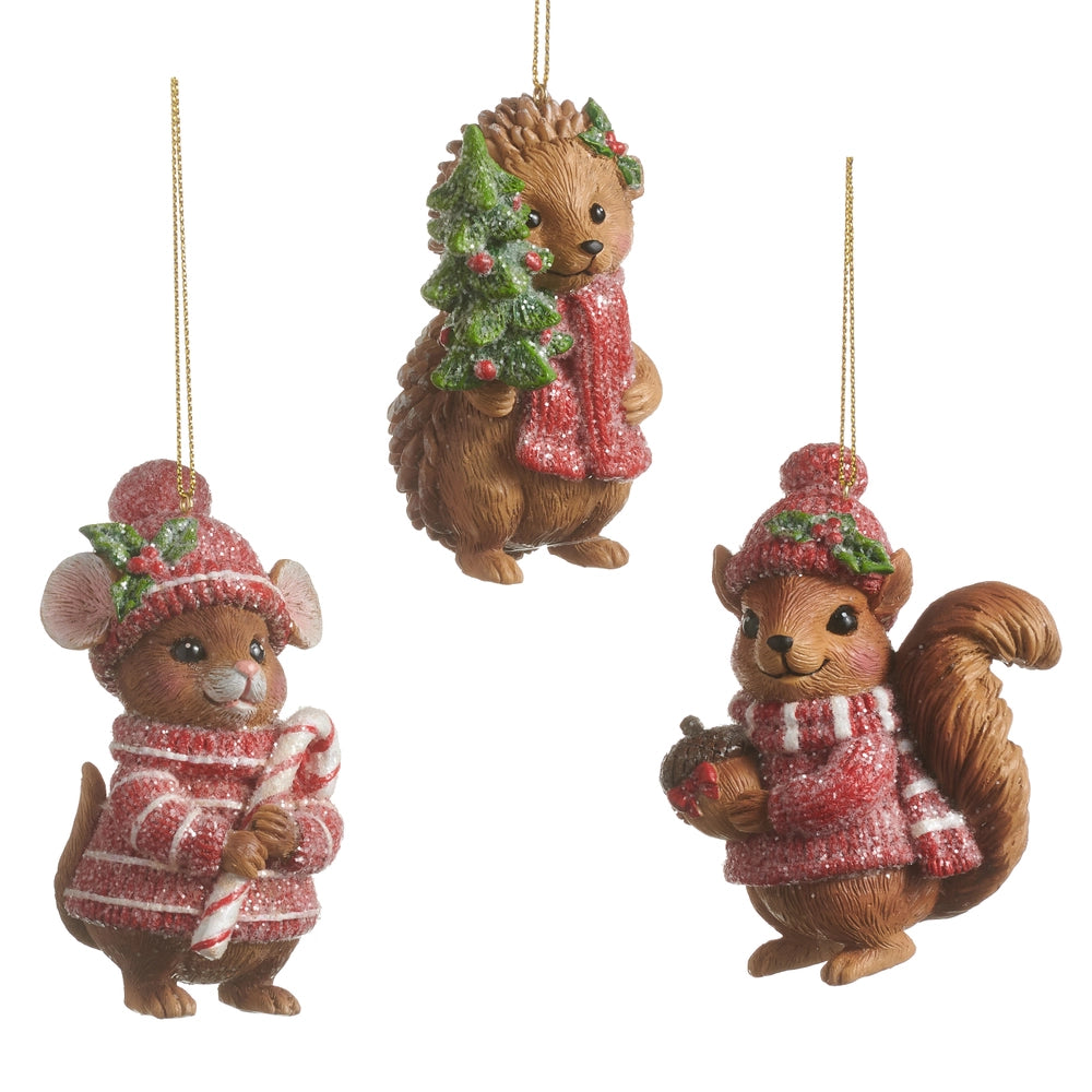 Cozy Critter Christmas Ornament 3.5"
