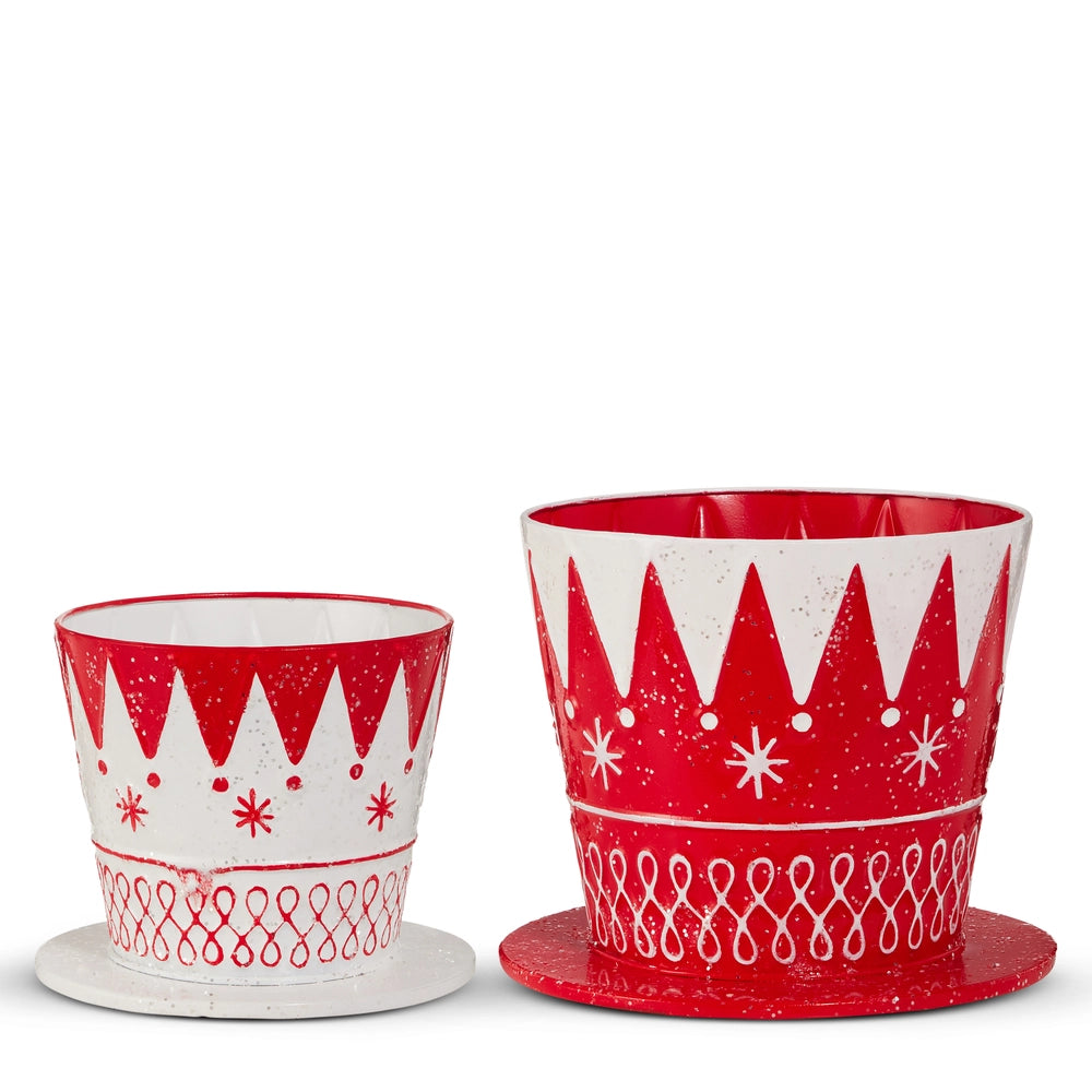 9" Red and White Top Hat Containers