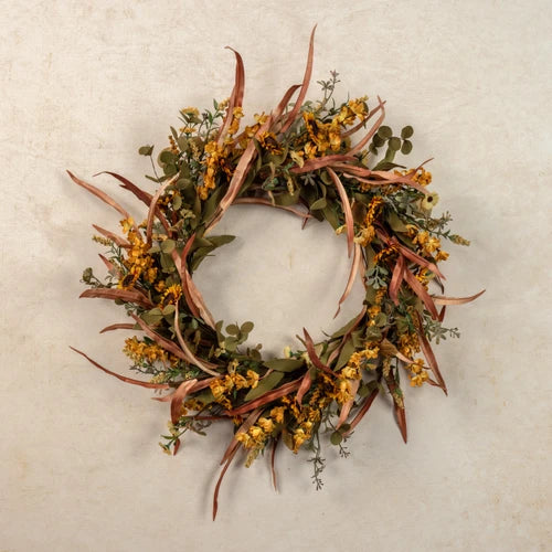 MINI SUNFLOWER & WILD FLOWER WREATH 22"