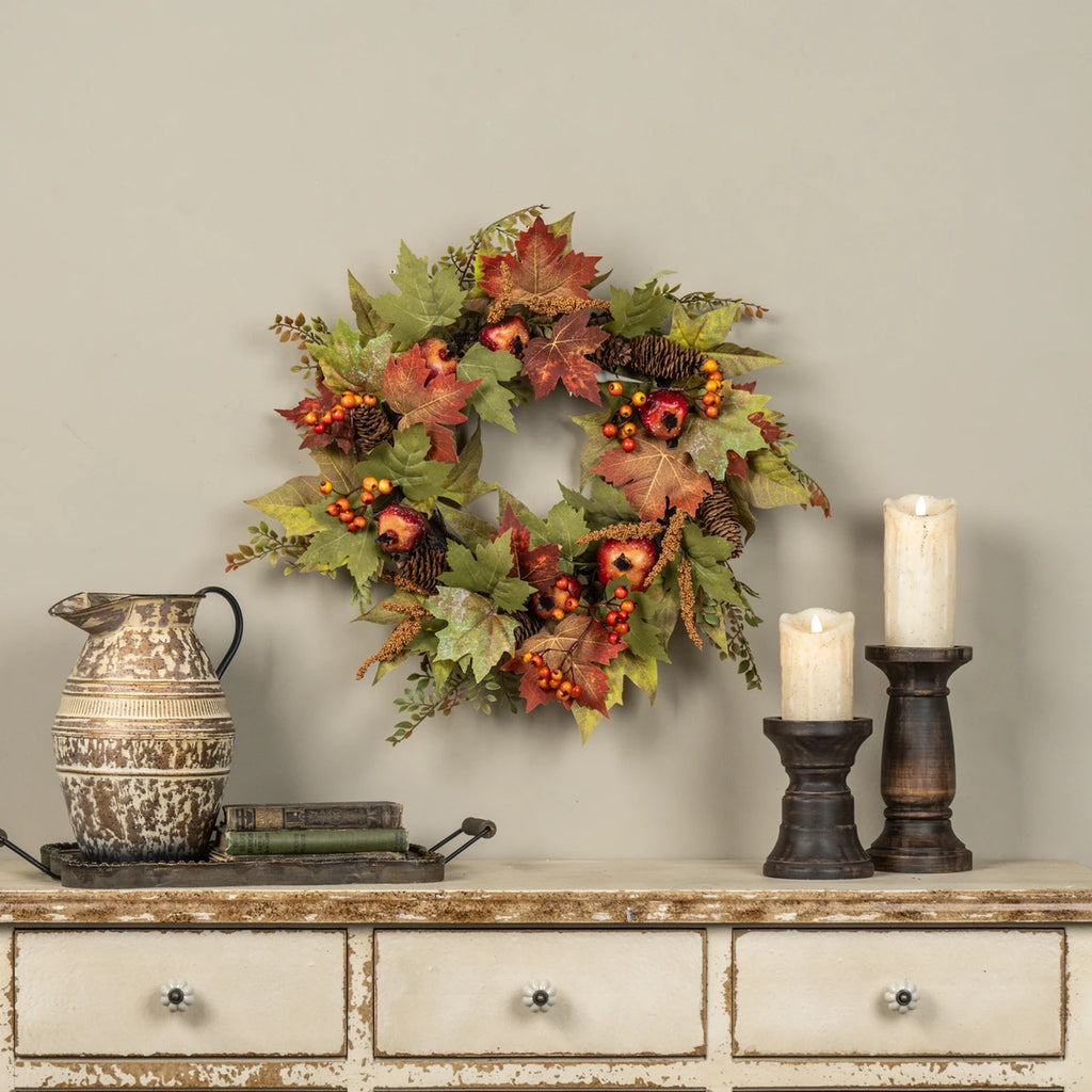 MAPLE LEAF & POMEGRANATE WREATH 22"