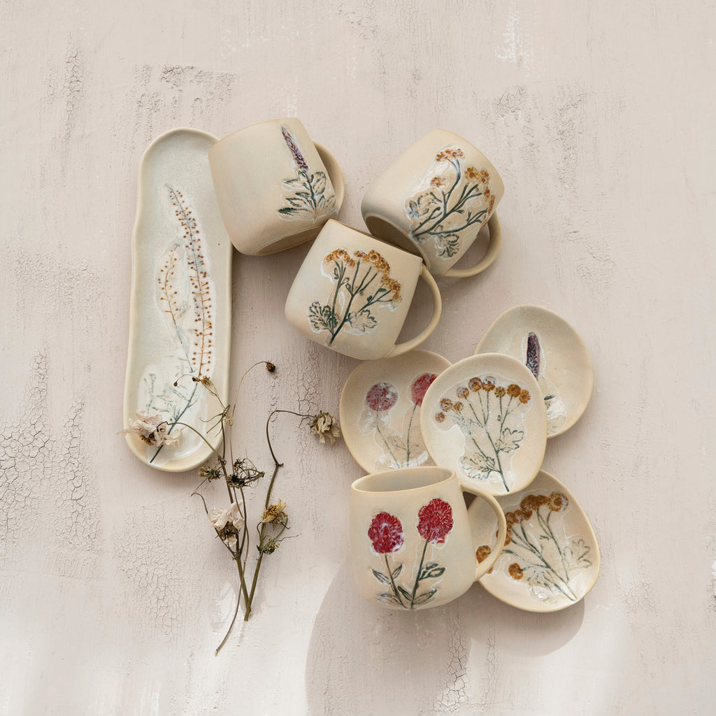 Hand-Painted Stoneware Plate, 4 Styles