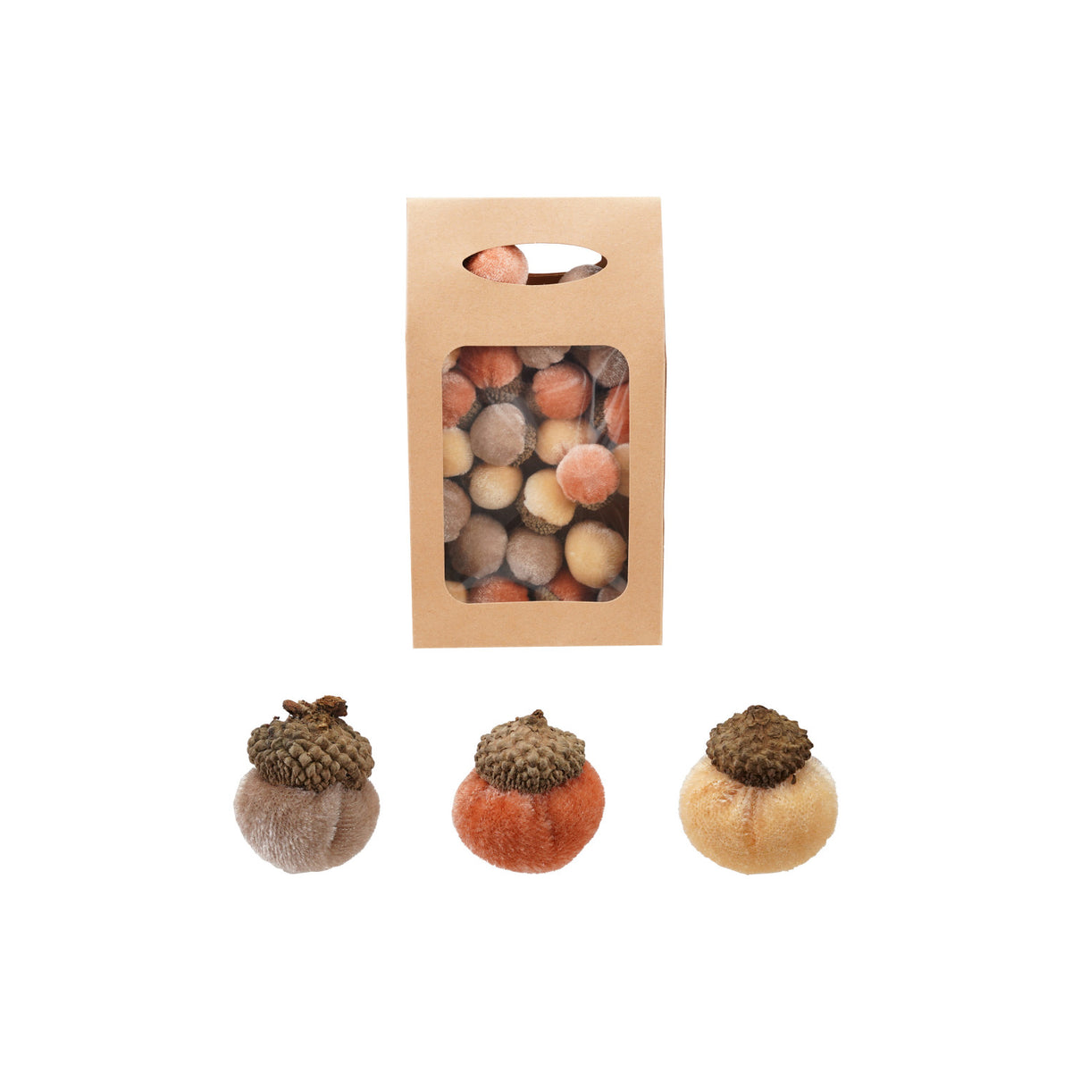 Velvet Acorn Scatter in Bag, Grey, Rust & Cream