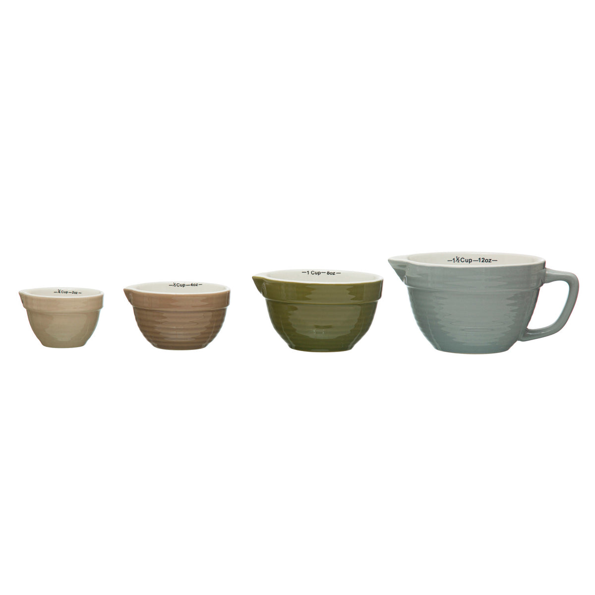 Stoneware Batter Bowl Measuring Cups, 4 Colors