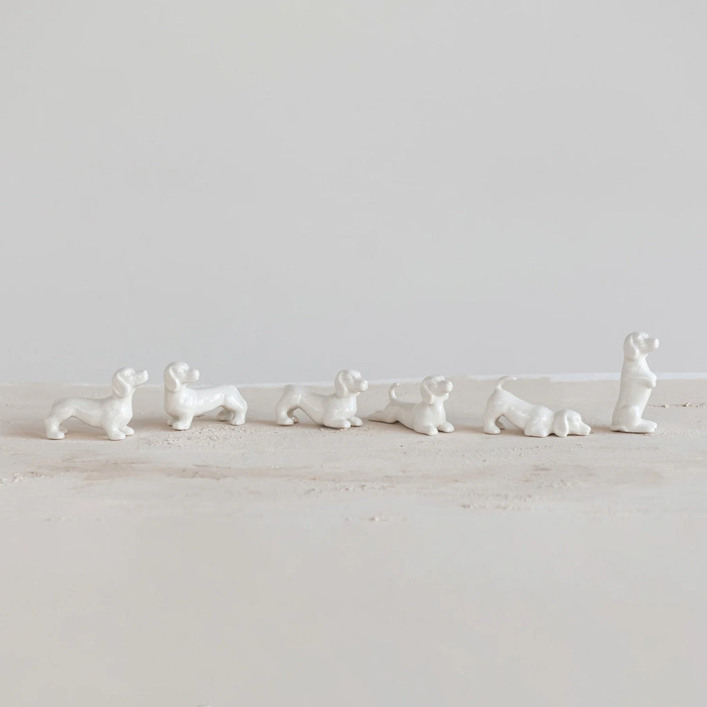 Stoneware Dogs, White, Boxed Set of 6