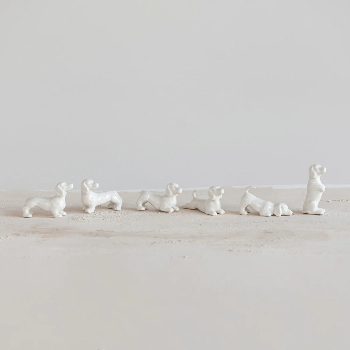 Stoneware Dogs, White, Boxed Set of 6