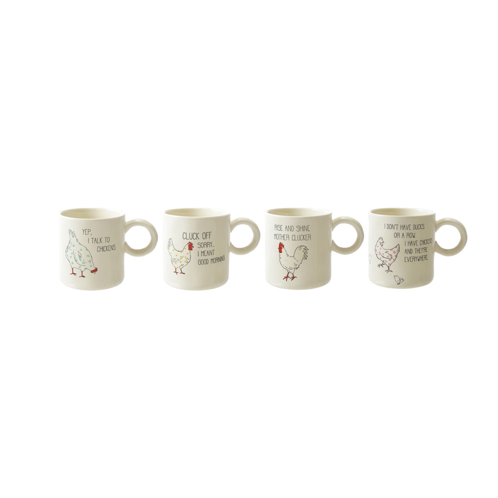 15 oz. Stoneware Mug w/ Chicken & Saying