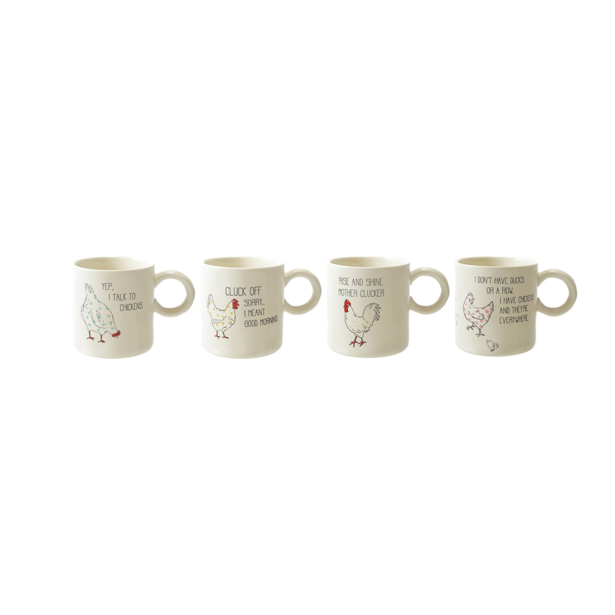 15 oz. Stoneware Mug w/ Chicken & Saying