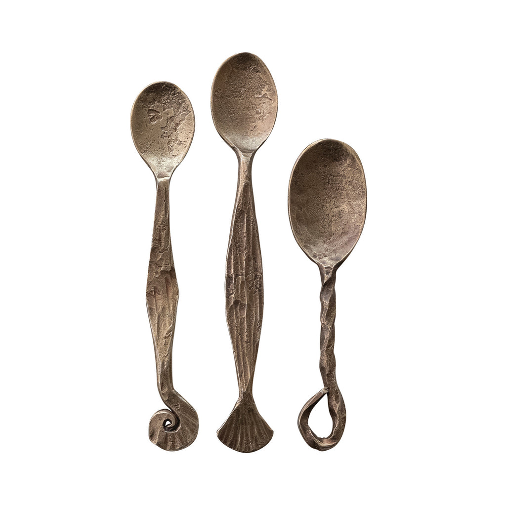Hand-Forged Metal Spoon, Antique Brass Finish, 3 Styles