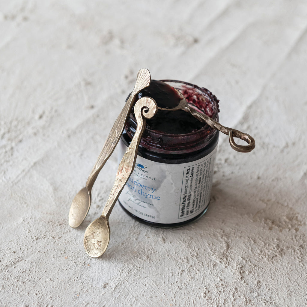 Hand-Forged Metal Spoon, Antique Brass Finish, 3 Styles