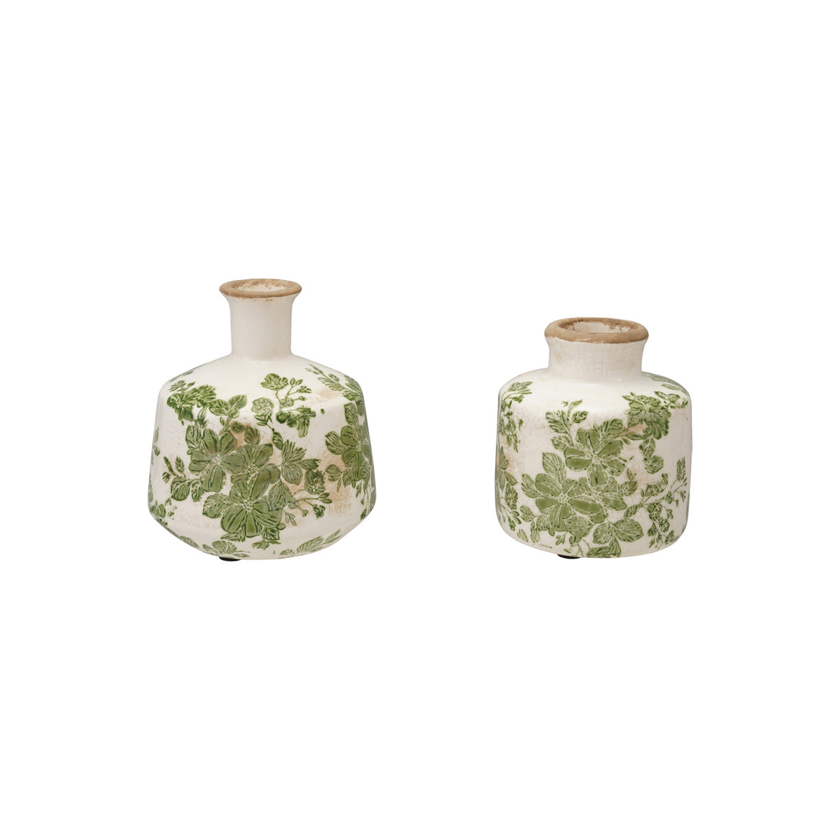 Stoneware Vase with Botanicals, 2 Styles