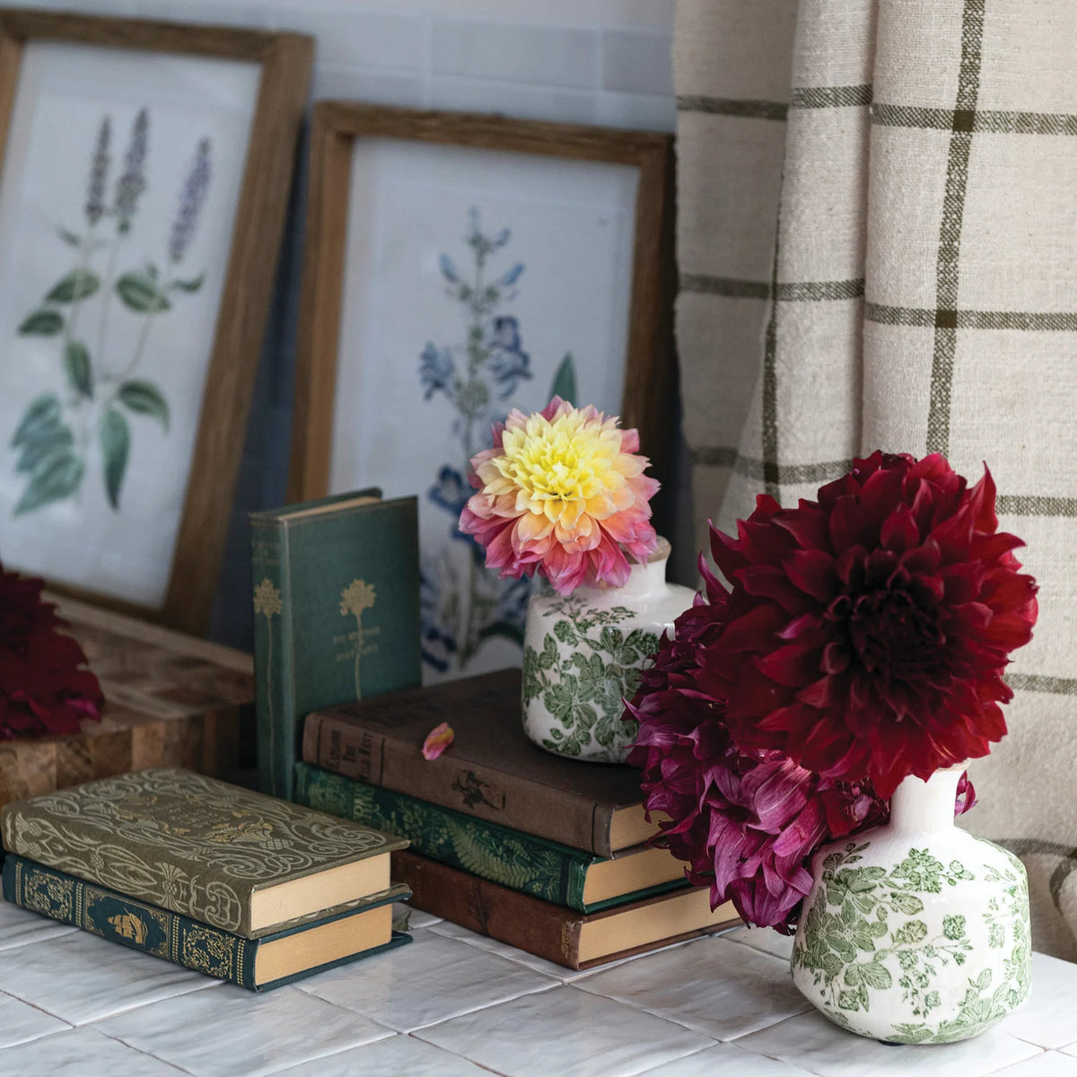 Stoneware Vase with Botanicals, 2 Styles