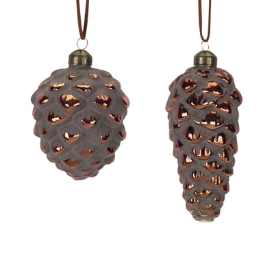 PINE CONE GLASS NARROW ORNAMENT | 5.5"