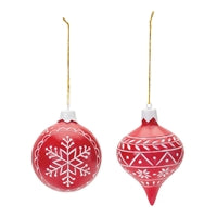 ORNAMENT, Red Snowflake (2 ASST) 4"H, 4.5"H RESIN