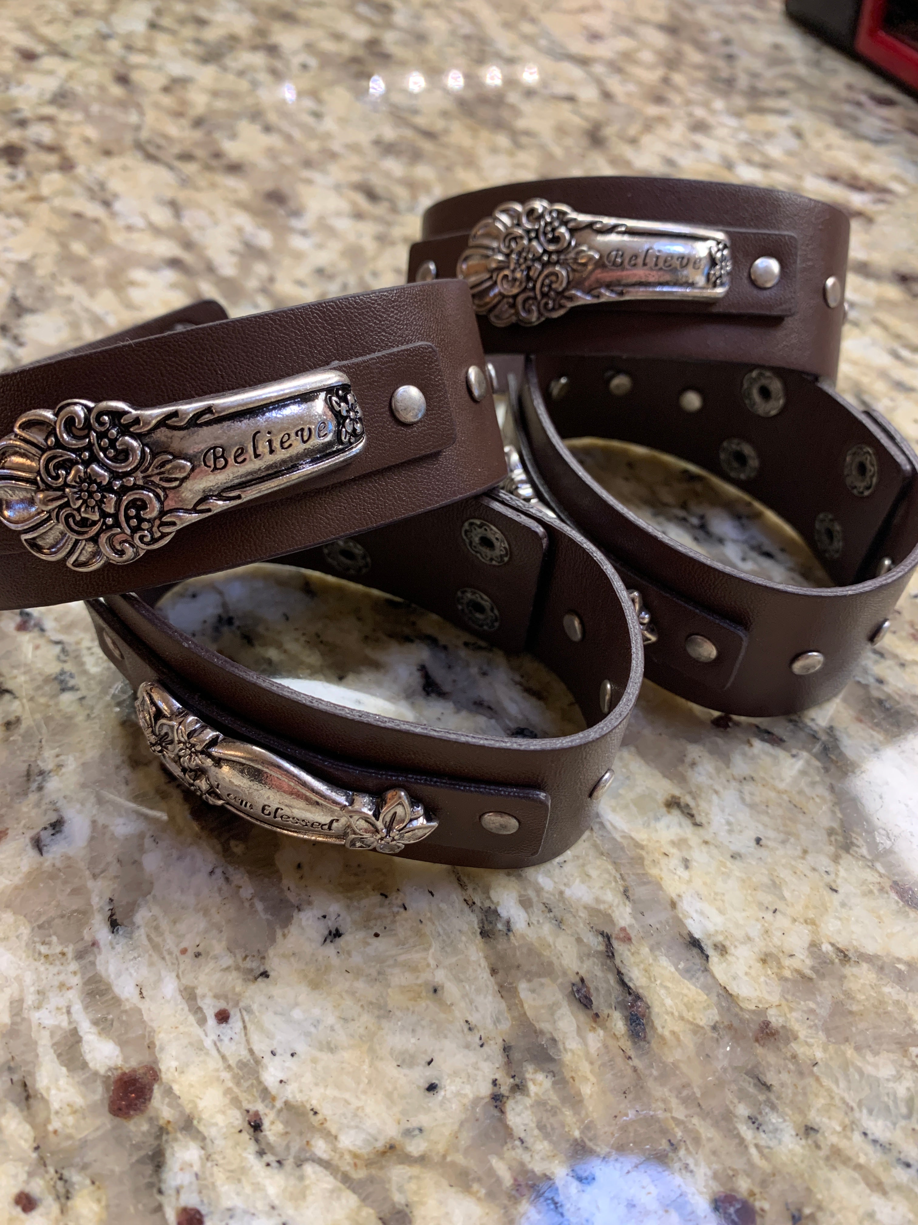 Silver Spoon Leather Bracelet