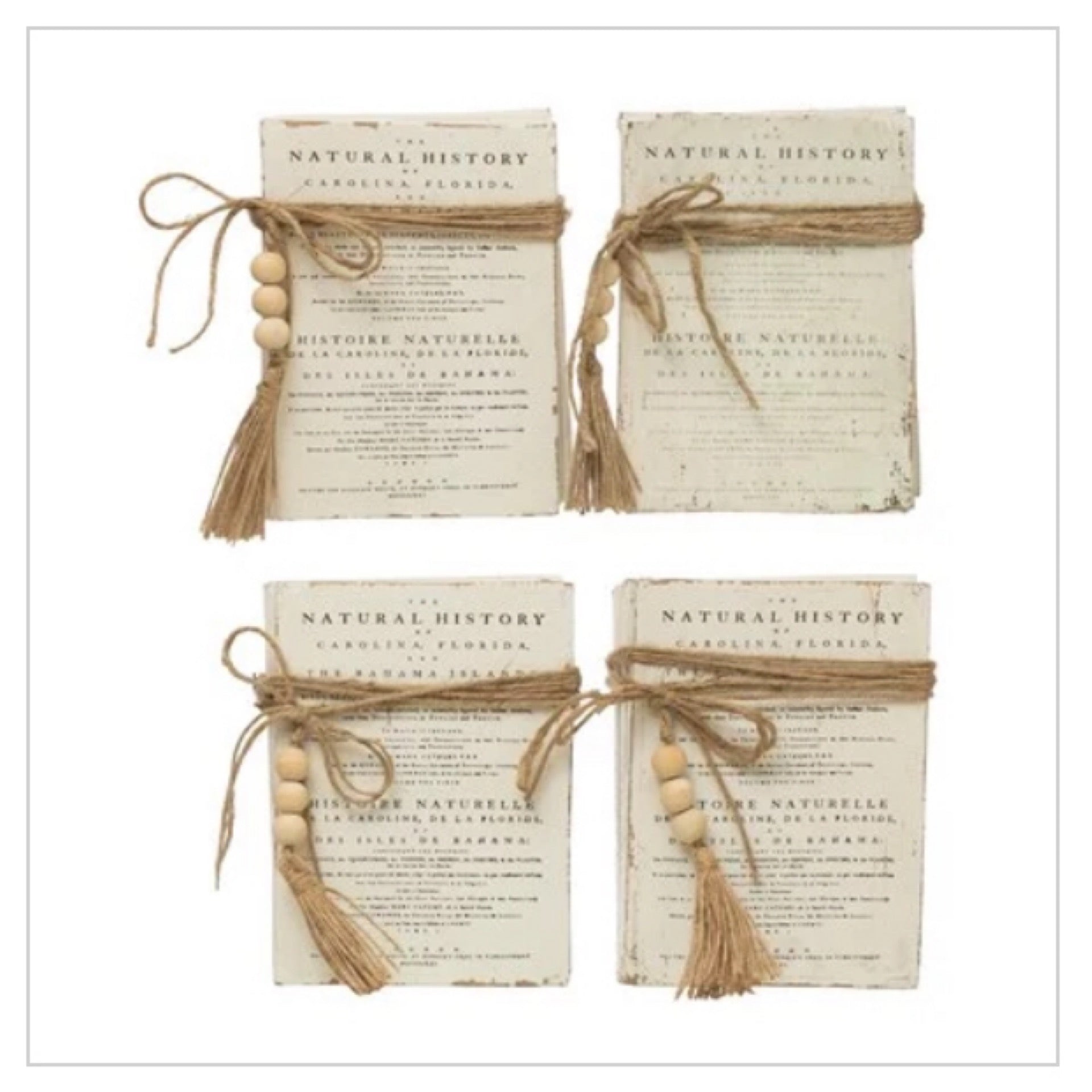 Wood Block Faux Books with Saying, 4 Styles