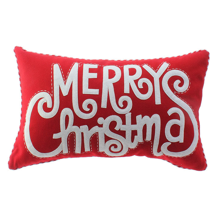 Merry Christmas Red & White Pillow | 14x20"
