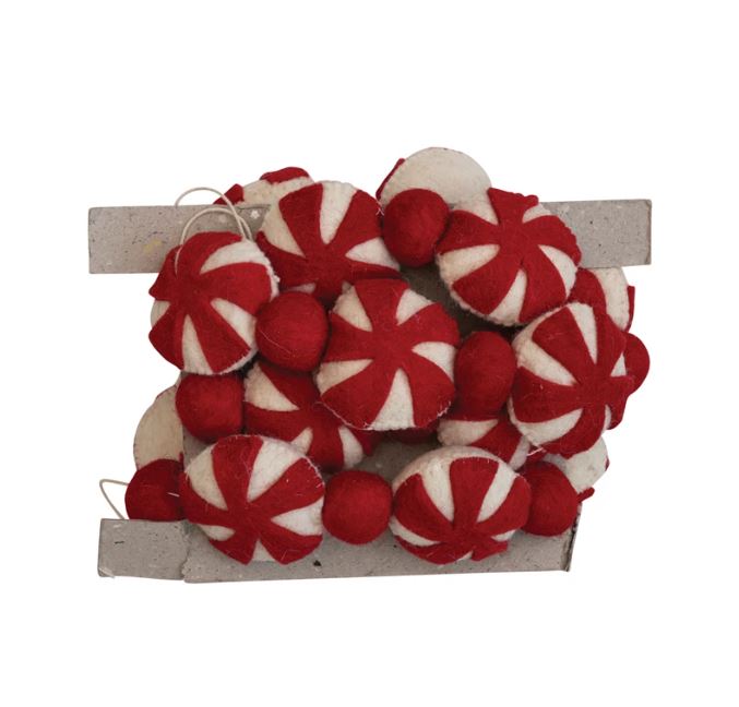 Handmade Wool Felt Peppermint & Ball Garland