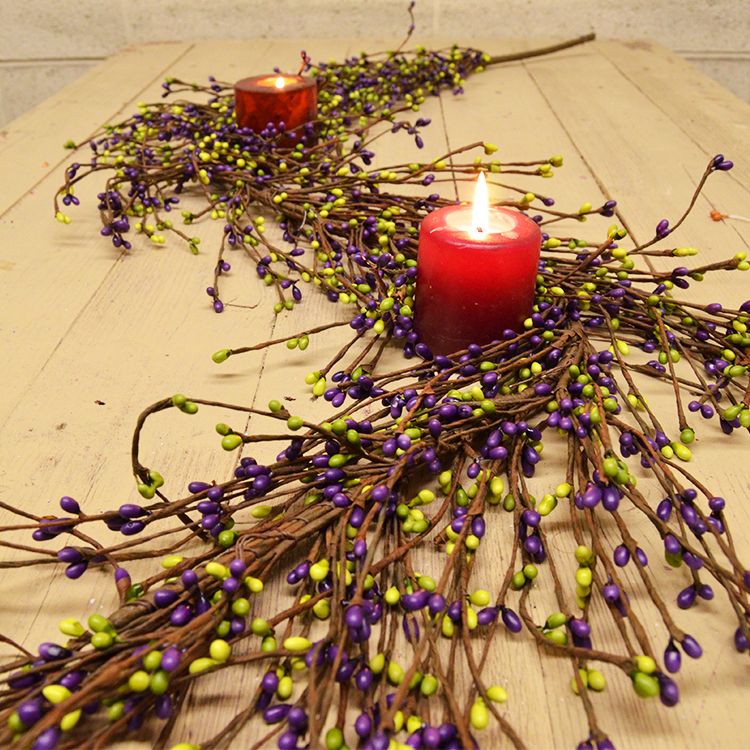 Aubergine and Green Mini Berry 4' Garland