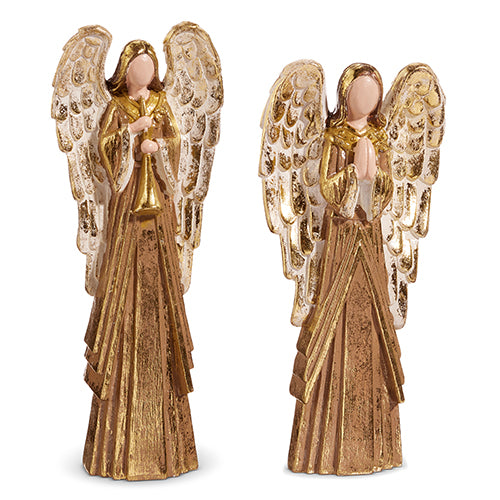 Gilded Angel With Horn | 12.5" & 9.5"