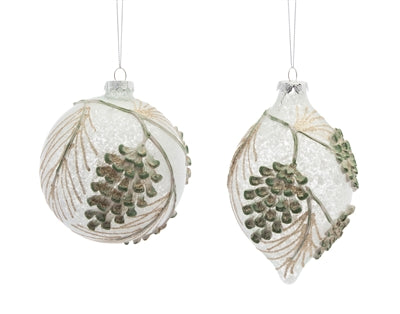 PINE CONE GLASS ORNAMENT, 2 Styles | 5.75" & 7" (sold separately)