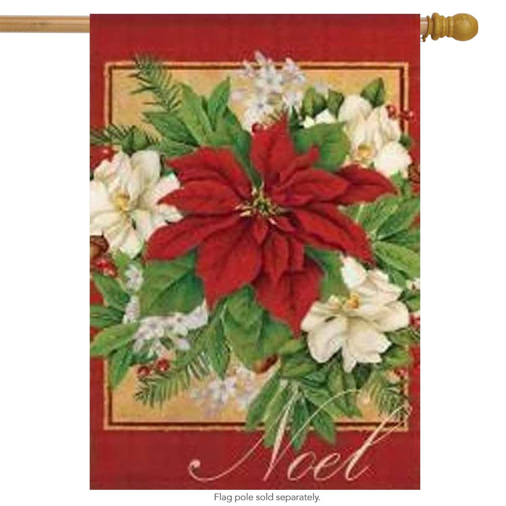 Red Poinsettia Noel House Flag | 29x43"