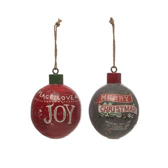 Round Wood Ball Ornament with Saying, 2 Styles | 5"