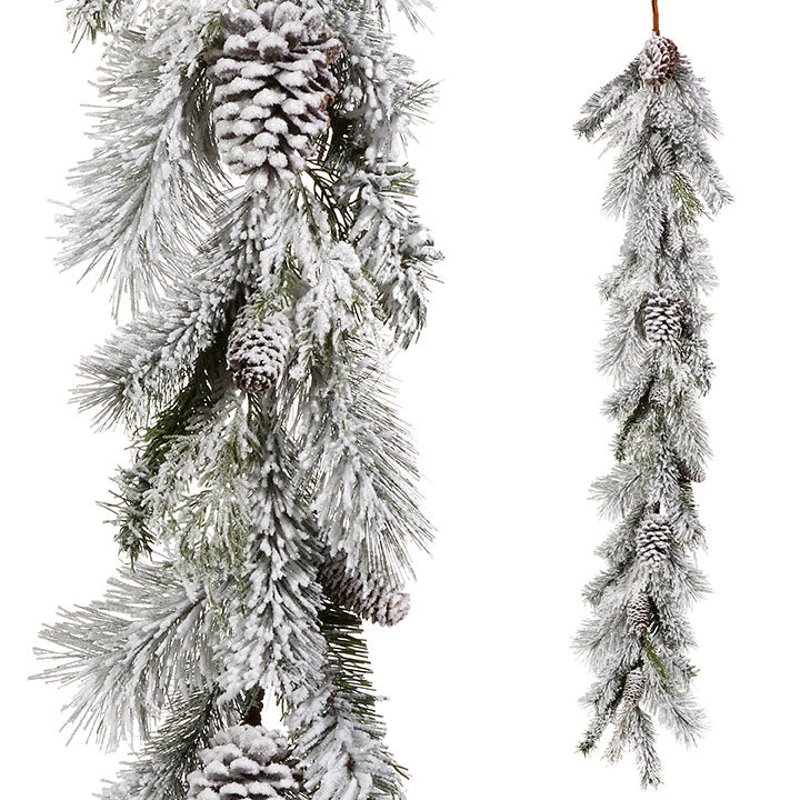 SNOWY PINECONE GARLAND 5'
