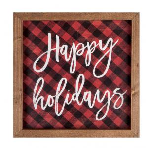 Framed Sign "Happy Holidays" Wall Art | 10.75 x 10.75"