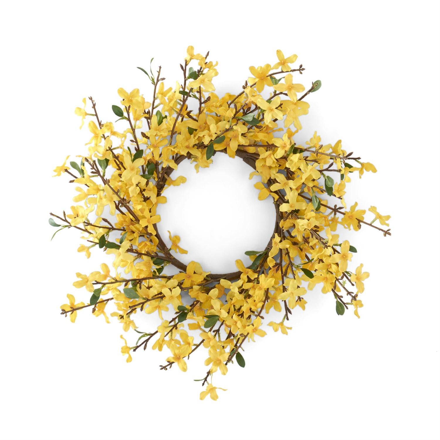 Yellow Forsythia Candle Ring/Wreath | 18"