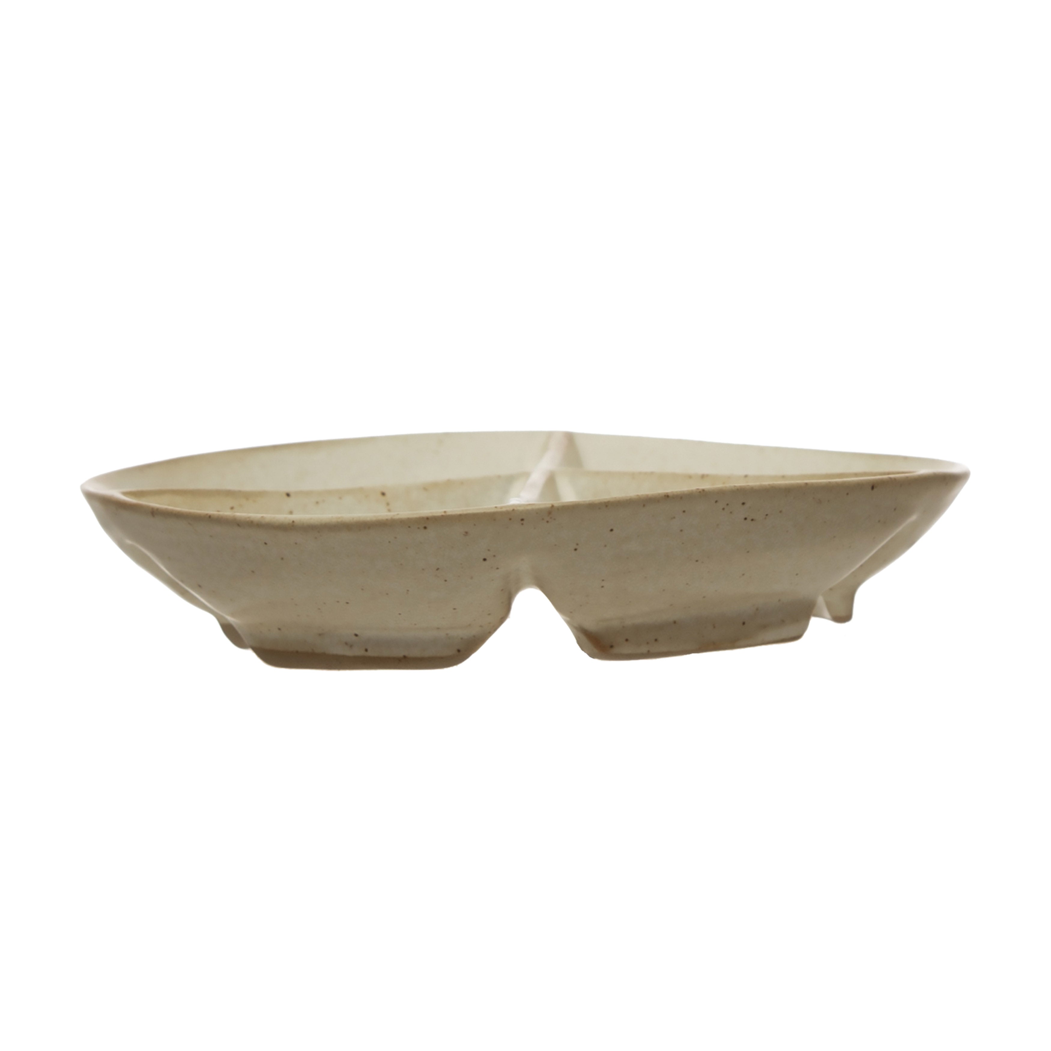 Stoneware Peace Sign Divided Dish with 4 Sections, Reactive Glaze