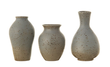 Stoneware Vase, Grey 3pc set | 4"H & 3.75"H & 3"H