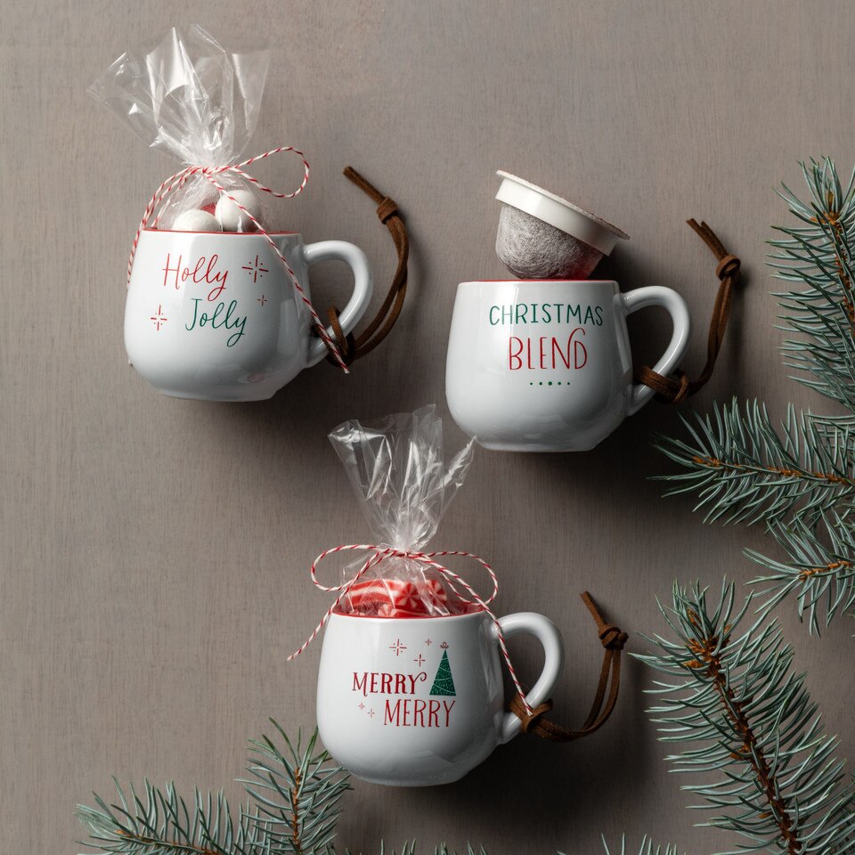 Red & White Coffee Pod Mug Ornament, 3 Styles | 2.5" (sold separately)