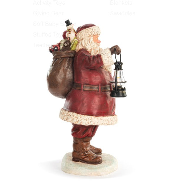 Lit Large Santa with Lantern Centerpiece