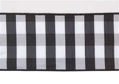 RIBBON - B&W WIRED POLYESTER 4"X10YDS