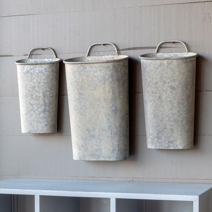 Aged Metal Wall Pockets (Lrg.)