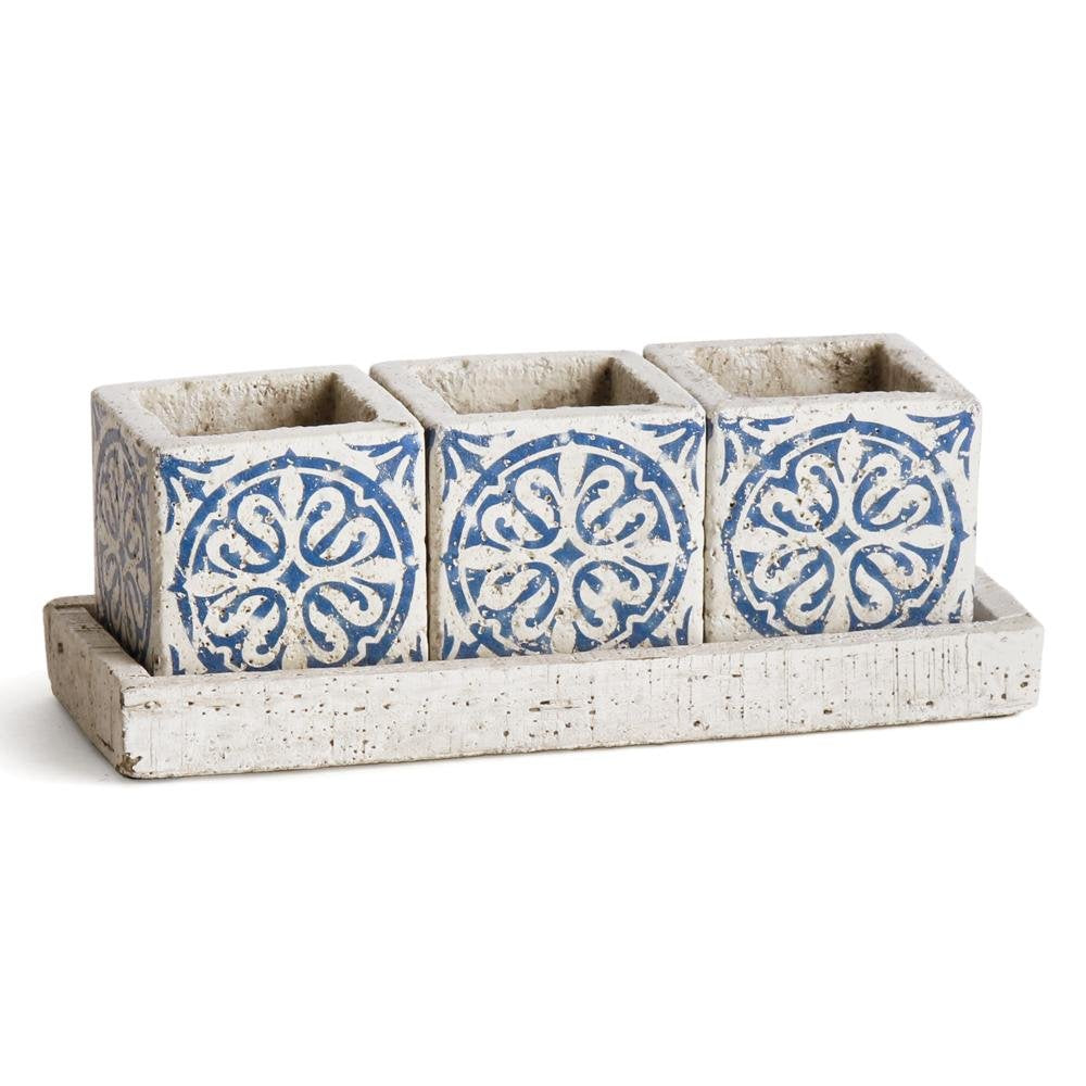 Fez Cache Pot Set 3 W/tray