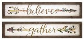Harvest Believe And Gather Wall Plaques | 8 x 37.5"