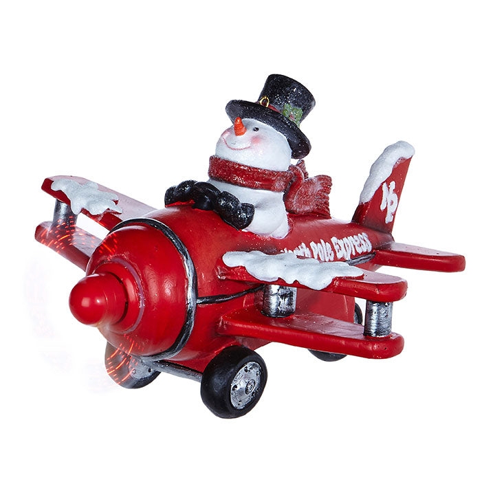 Snowman in Plane Animated Musical, Merry Christmas Propeller | 9.5"
