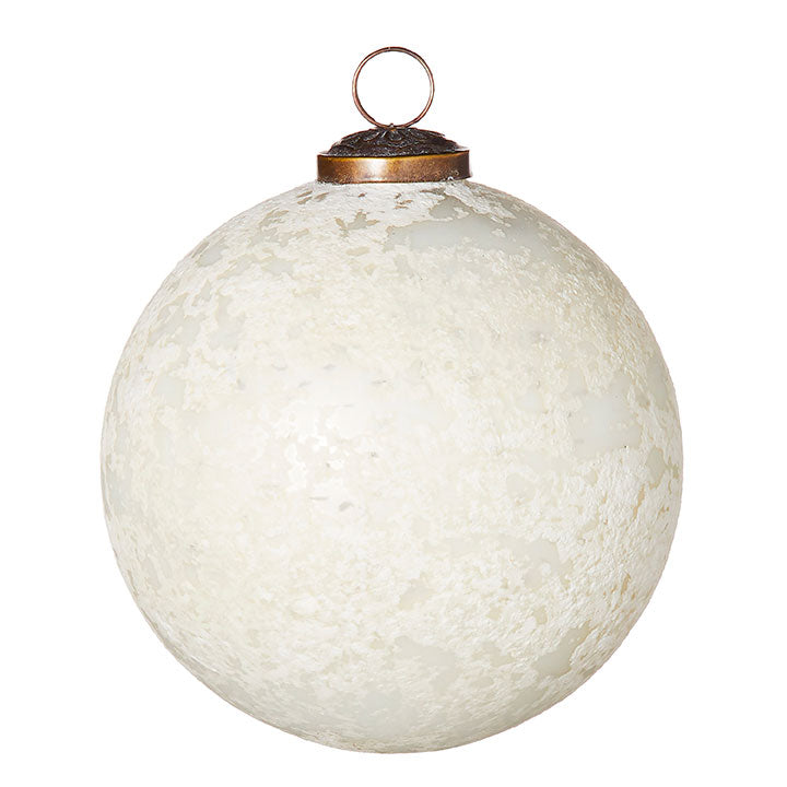 White Antique Ball Ornament | 5"