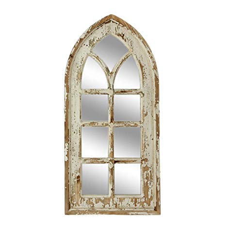 Arch Framed Distressed Wood Mirror | 39"