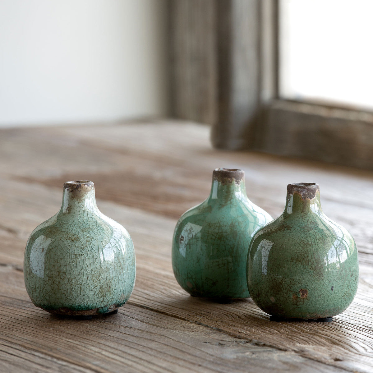Glazed Stoneware Bud Vase Blue/Green