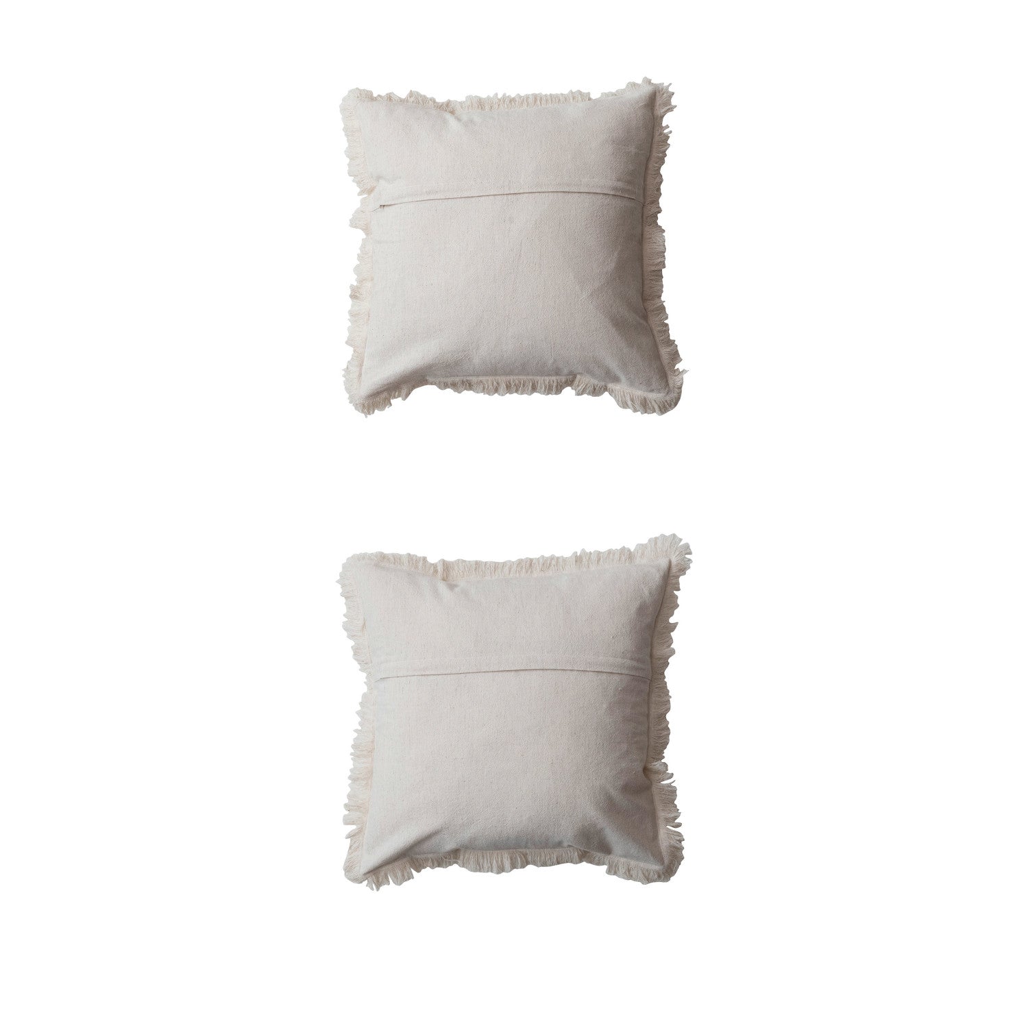 Woven Cotton & Linen Pillow w/ Fringe|18" Square