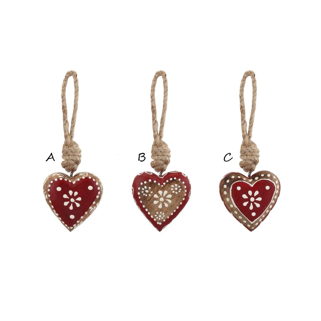 SMALL GINGERBREAD WOOD HEARTS, 3 styles