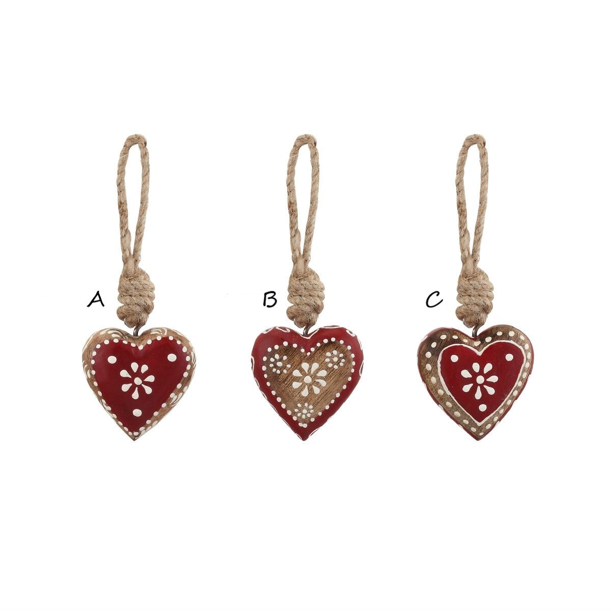 SMALL GINGERBREAD WOOD HEARTS, 3 styles