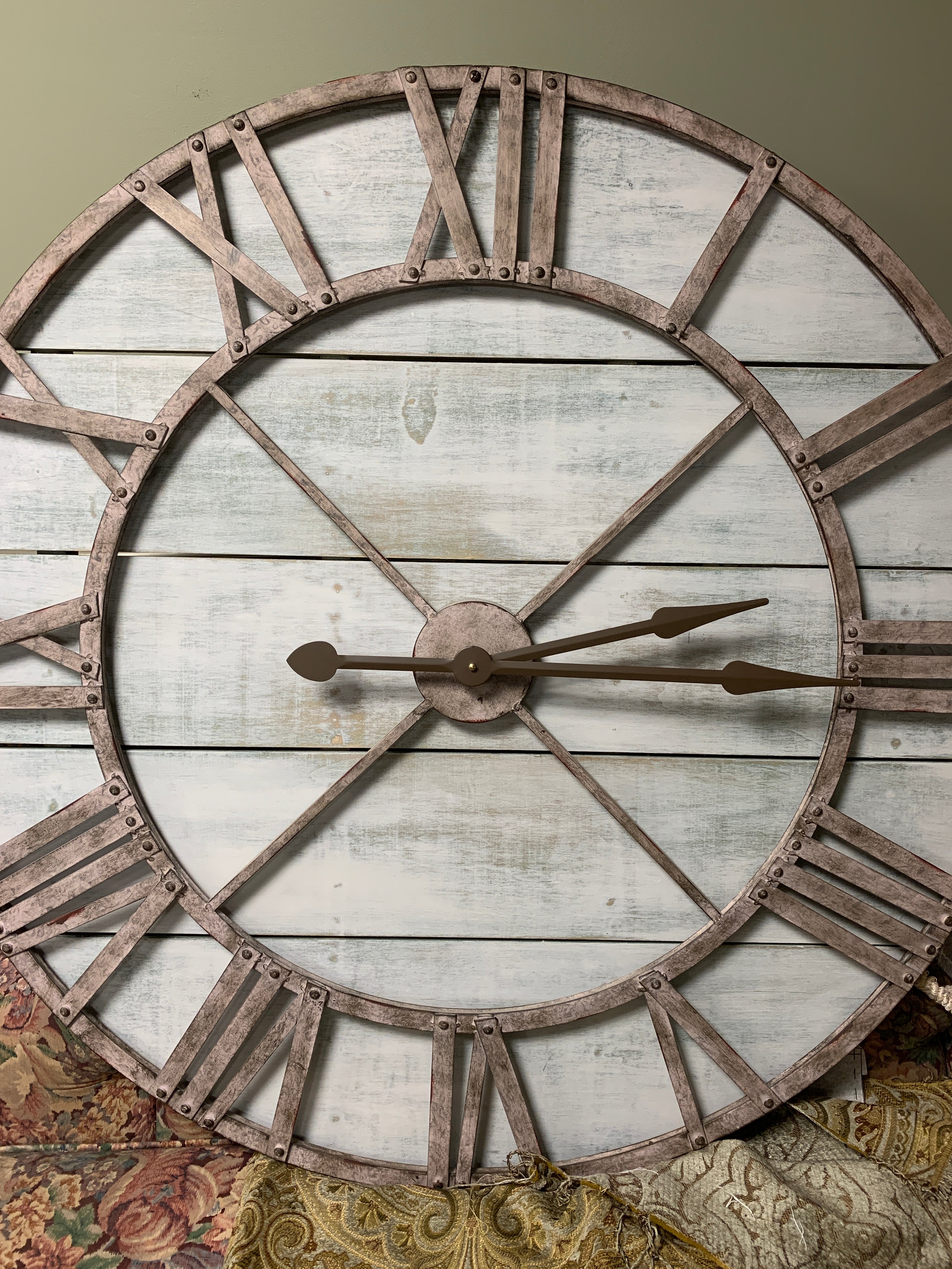 Metal & Wood 39.25" Round Clock