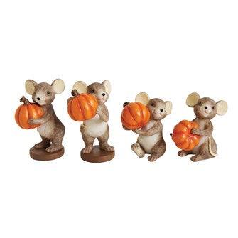 Mouse Holding Pumpkin, 4 Styles | 3.25"H
