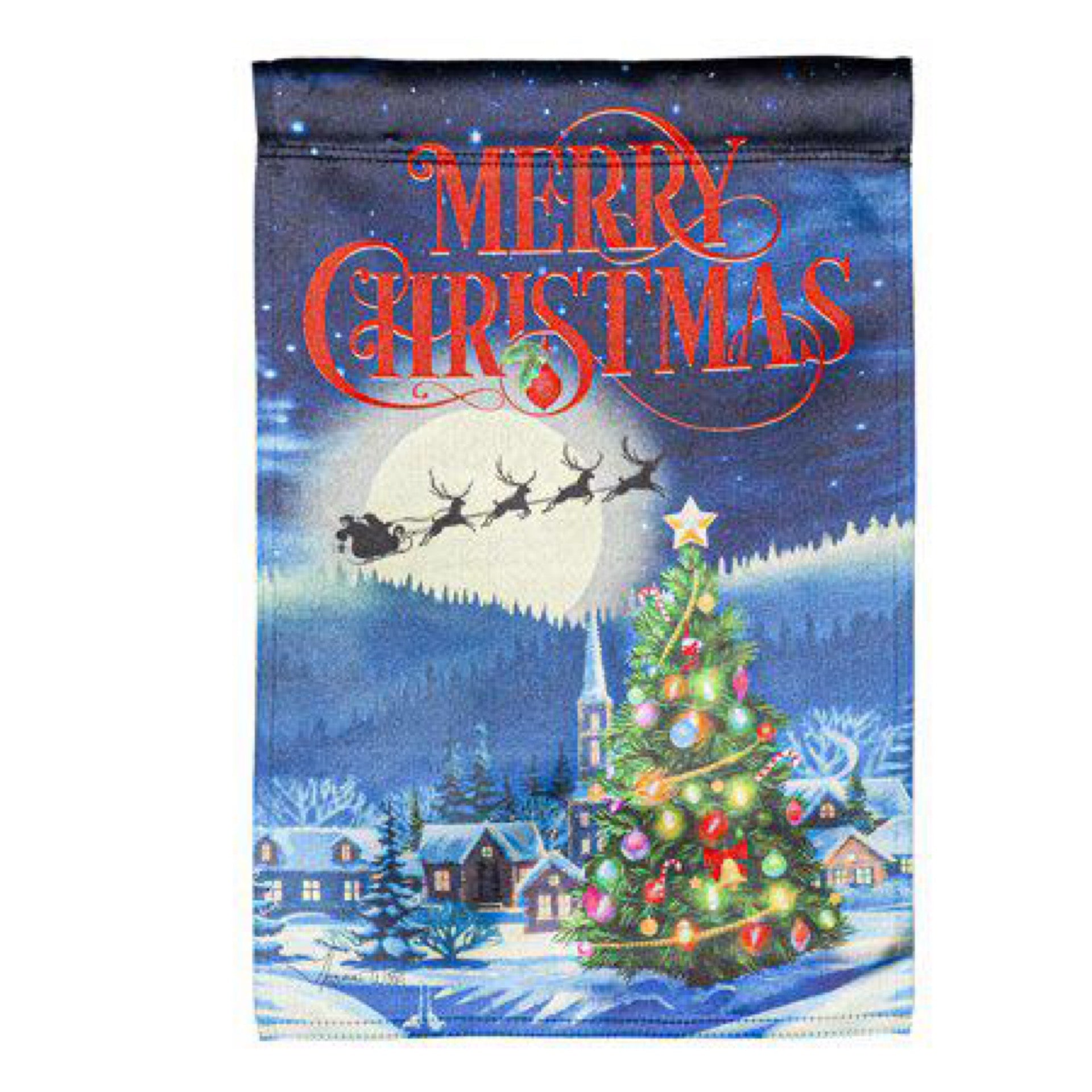 Santa S Sleigh on Christmas Garden Lustre Flag
