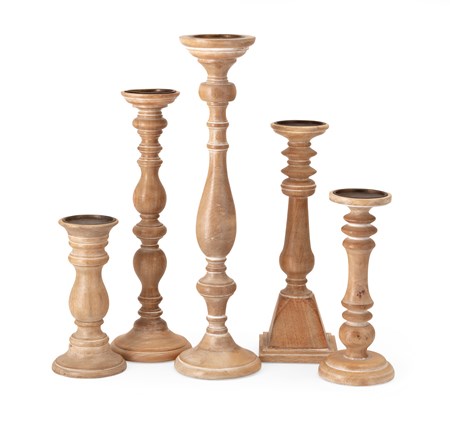 Mason Natural Wash Wood Candleholders